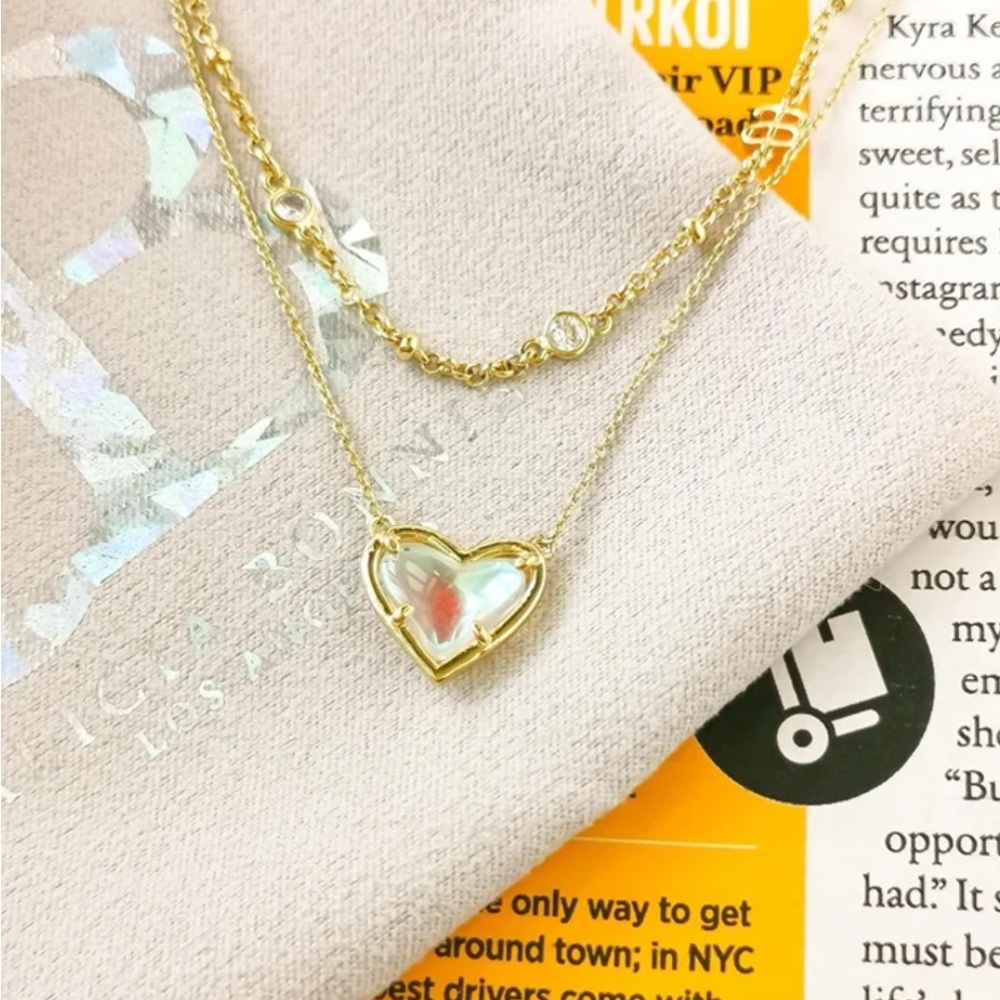 Alicia Bonnie In Love Gold Dichroic Glass Necklace | NEW